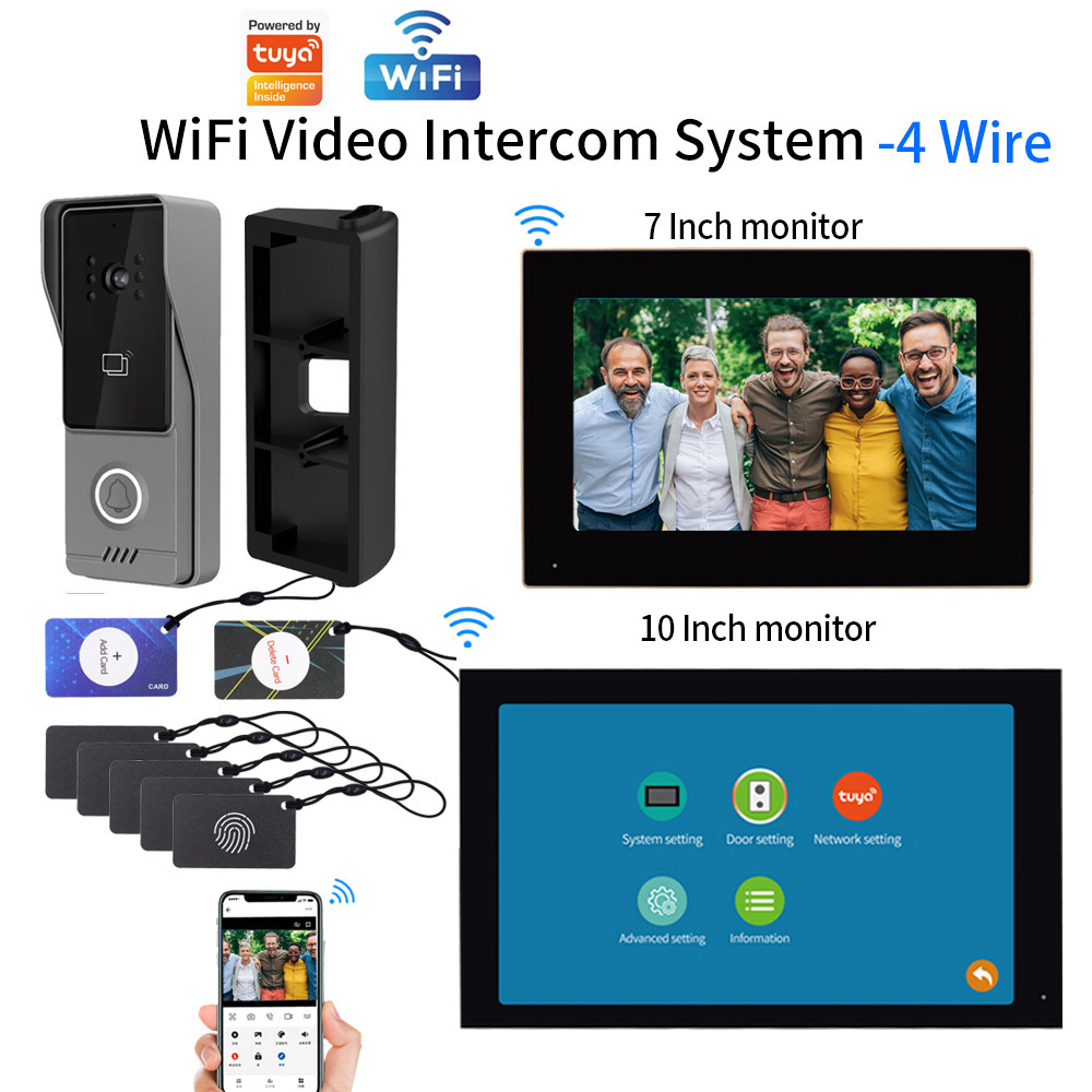 Smart Doorbell Wired - WiFi 터치스크린 지능형 비디오 인터콤 키트(액세스