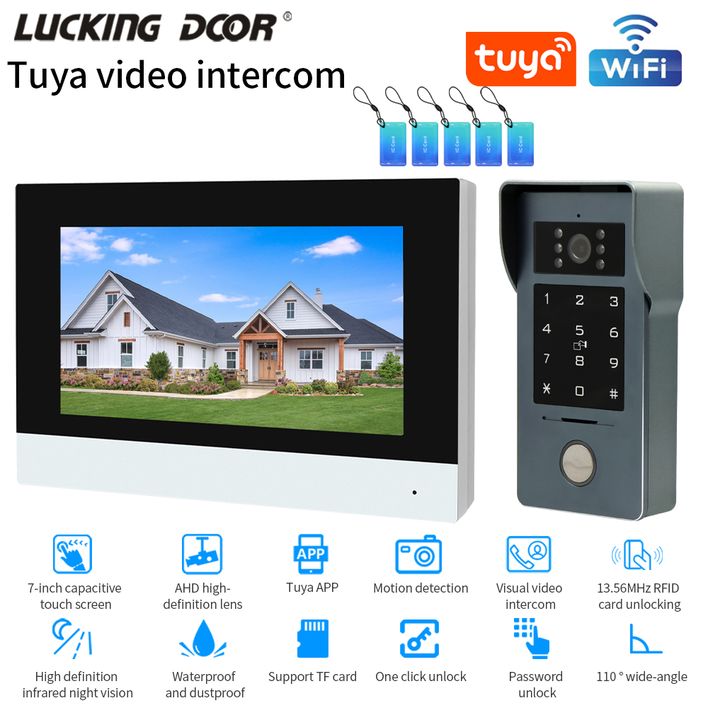 Smart Doorbell Wired - Tuya Wifi 7/10 인치 비디오 인터콤