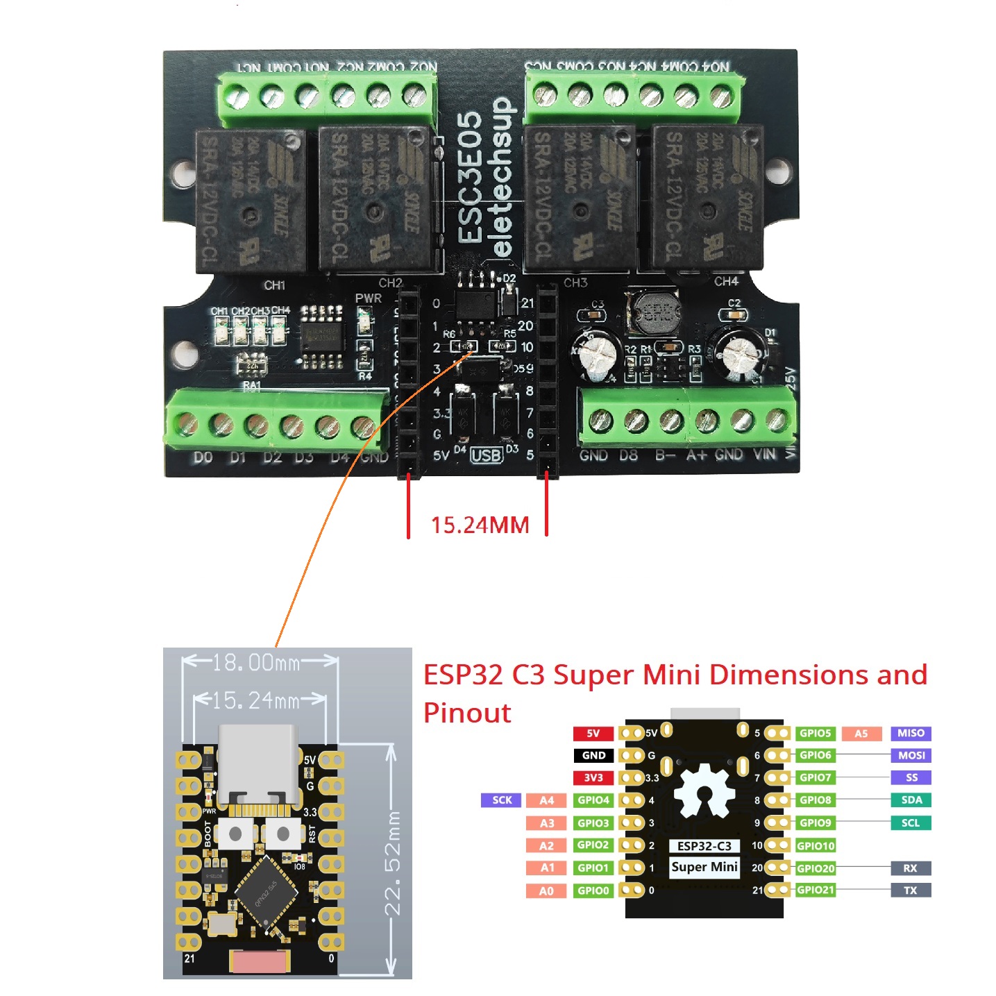 ESC3B04 ESP32-C3 산업용 릴레이 보드 4C - Home Automation Industry 리뷰 및 가격