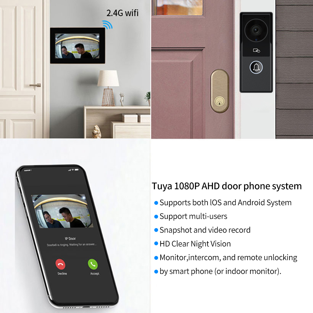 아파트용 비디오 인터콤 초인종, 7/10 인치, 108 - Smart Doorbell Wired 리뷰 및 가격