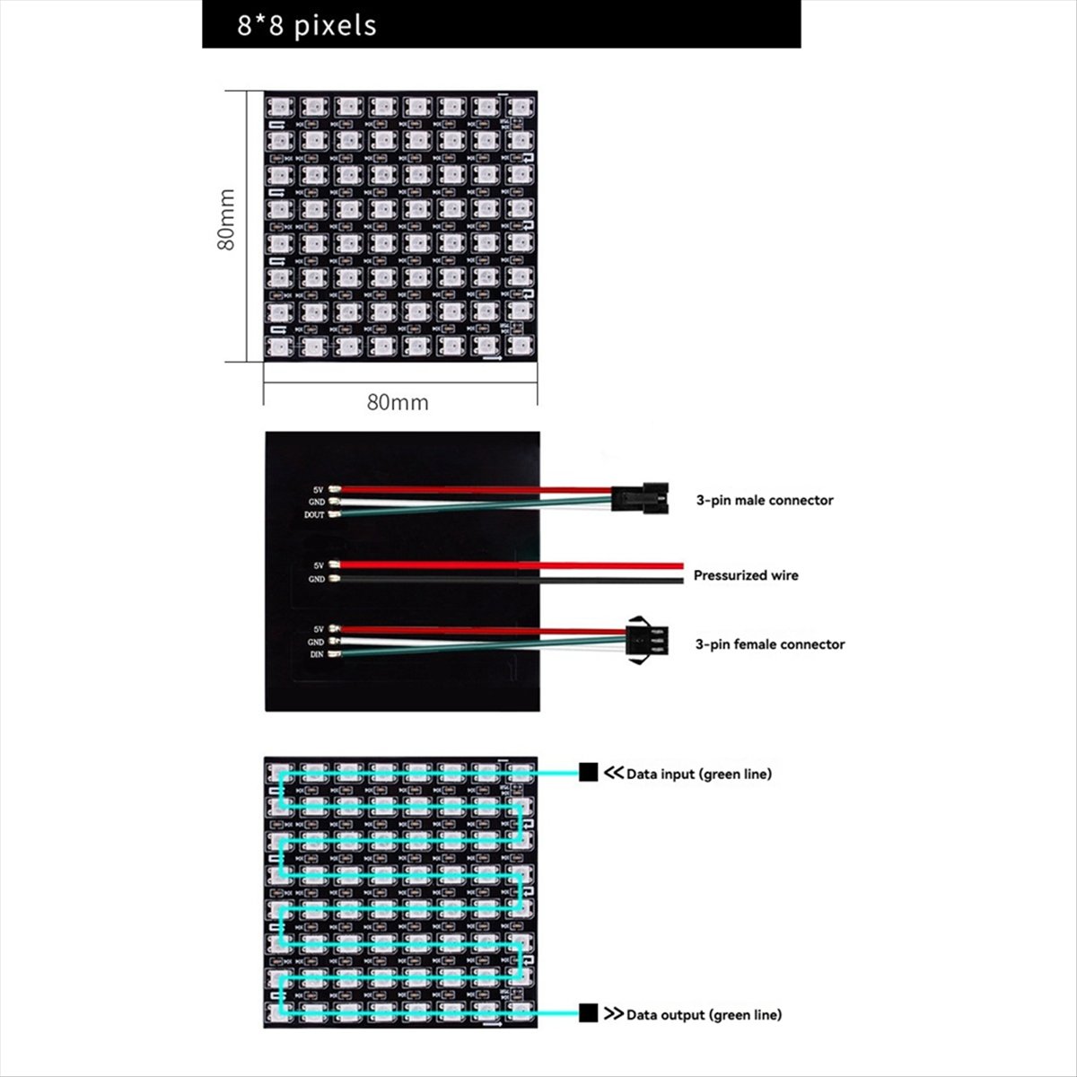 A36R WS2812B 도트 매트릭스 스크린 RGB 5 - Rgb Led Matrix 8X8 리뷰 및 가격